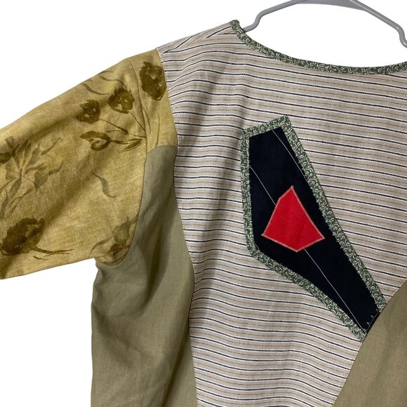 Vintage Art to Wear Jacket XL Patchwork Mixed Print Button Top Boho Eclectic - Picture 9 of 9